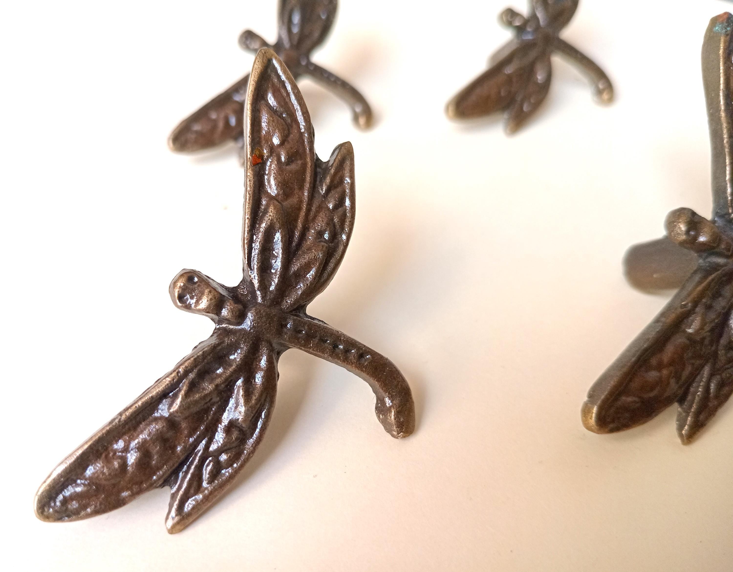 Dragonfly Cabinet Knob Antique Finish Insect Drawer Pull Nature Rustic Hardware