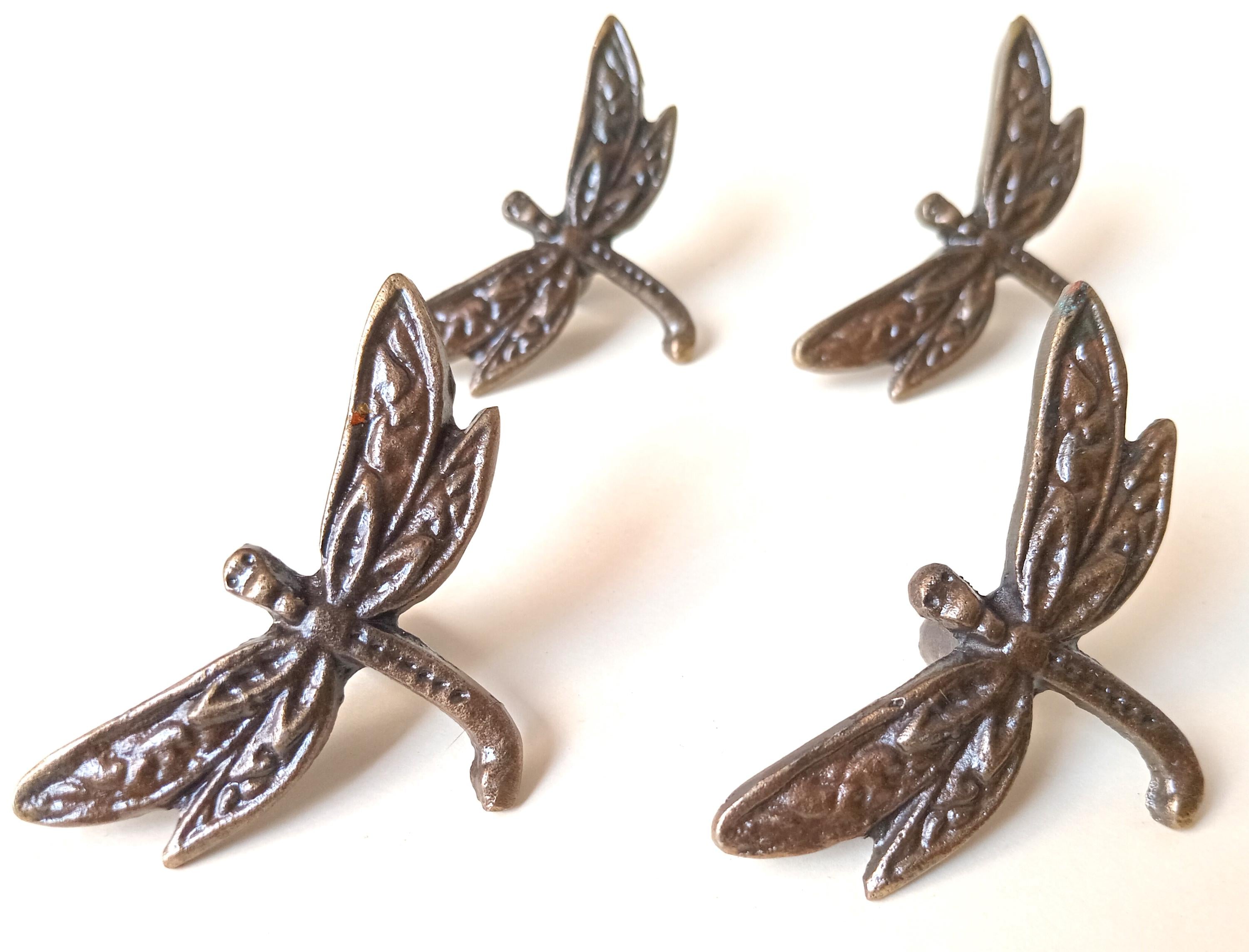 Dragonfly Cabinet Knob Antique Finish Insect Drawer Pull Nature Rustic Hardware