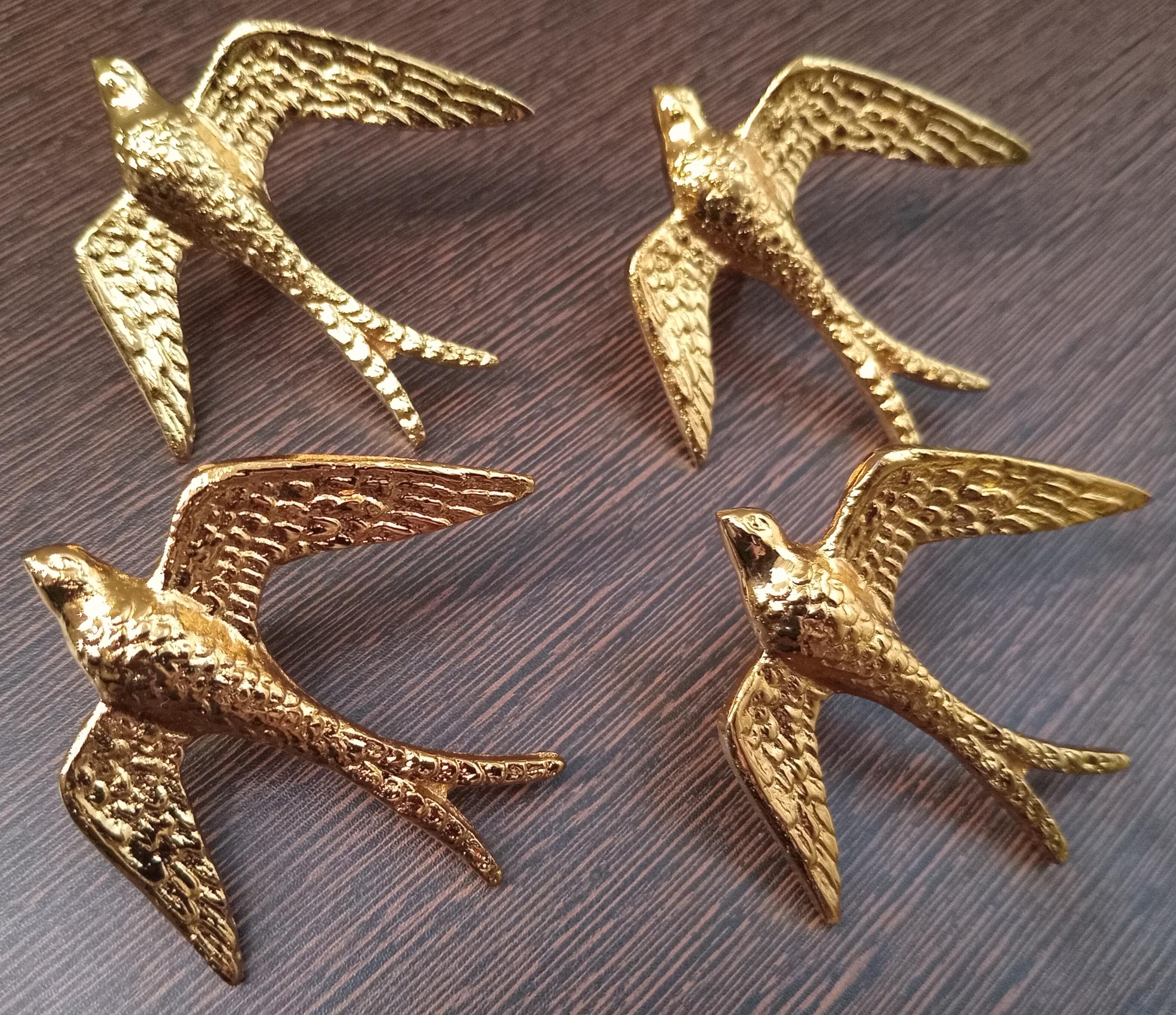 Black Kite Brass Cabinet Knob, Vintage Style Bird Drawer Pull, Animal Hardware Home Decor