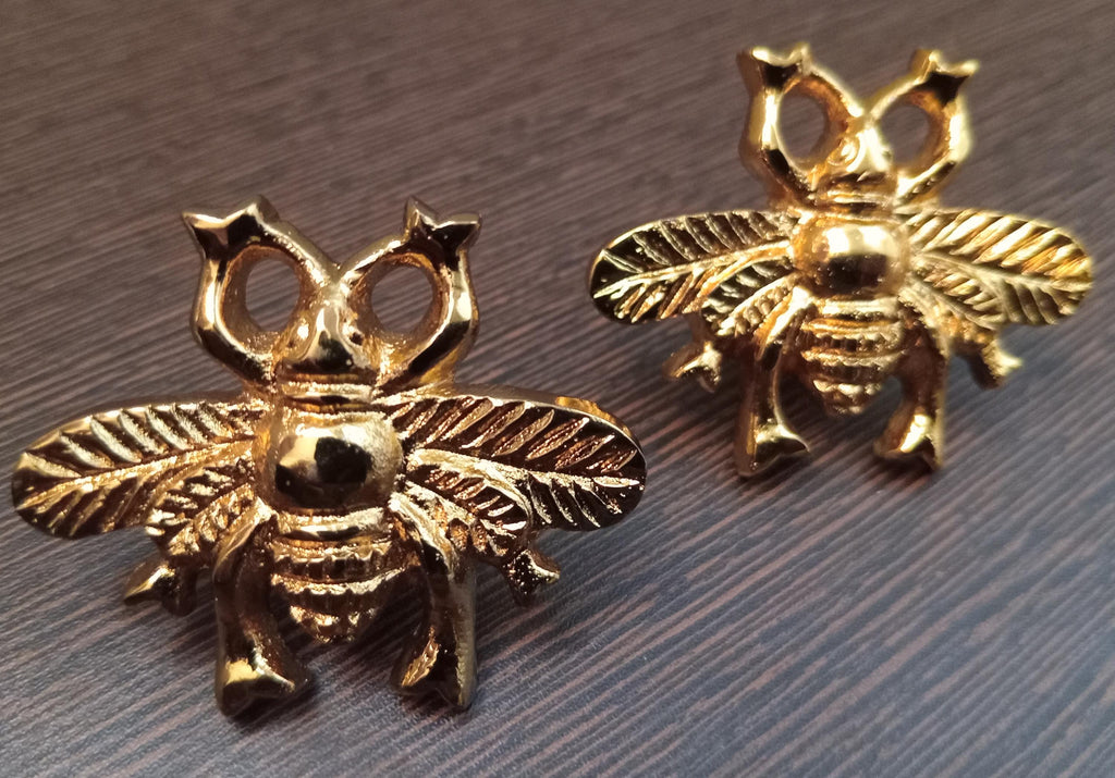 Golden brass Bee Cupboard Door Handles, Animal Drawer Pulls | Gold metal Cabinet Door Knobs