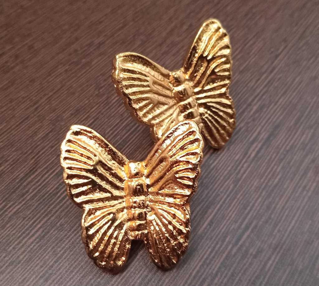 Brass Butterfly Cabinet Knob, Artistic Nature Drawer Pull, Unique Vintage Hardware