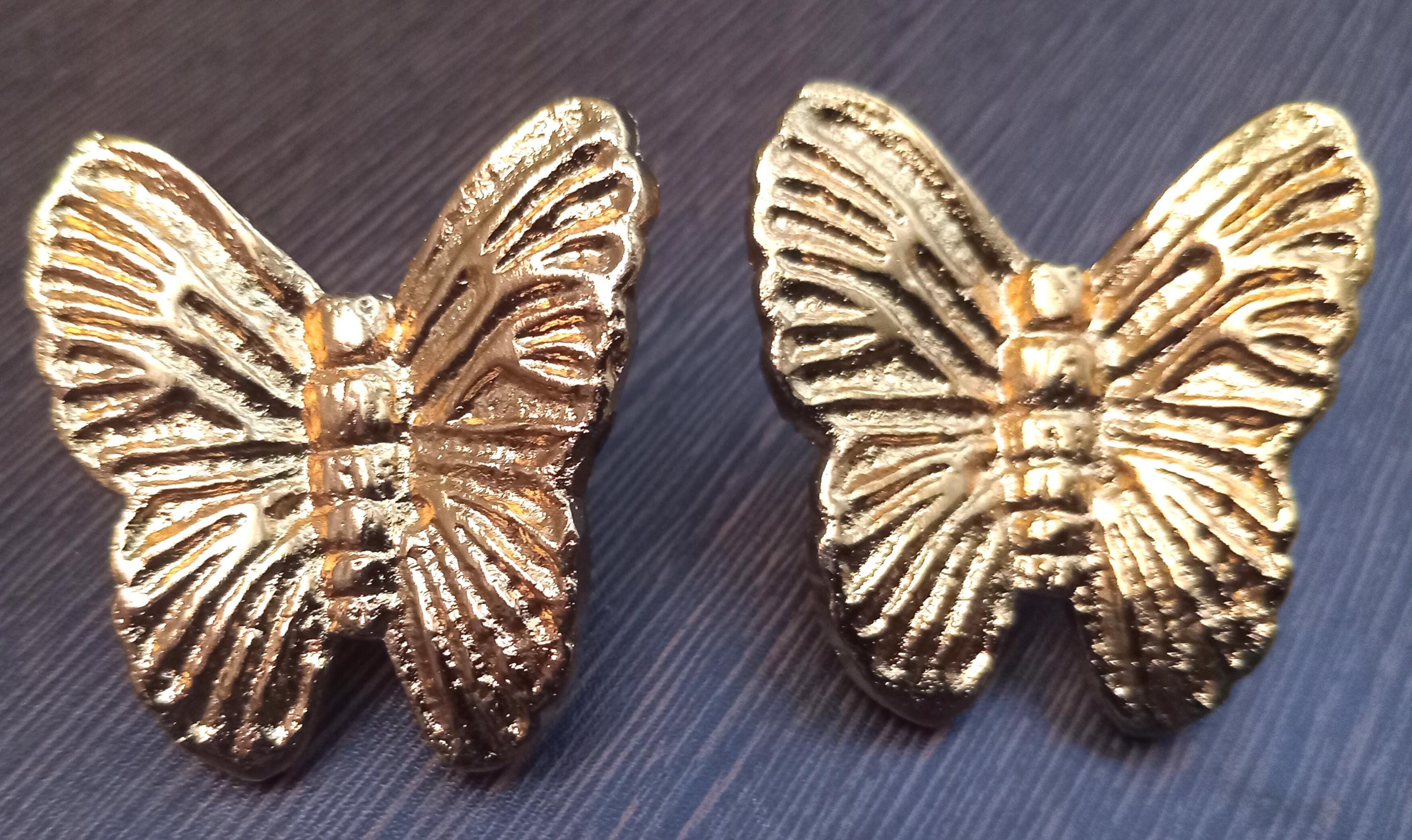 Brass Butterfly Cabinet Knob, Artistic Nature Drawer Pull, Unique Vintage Hardware