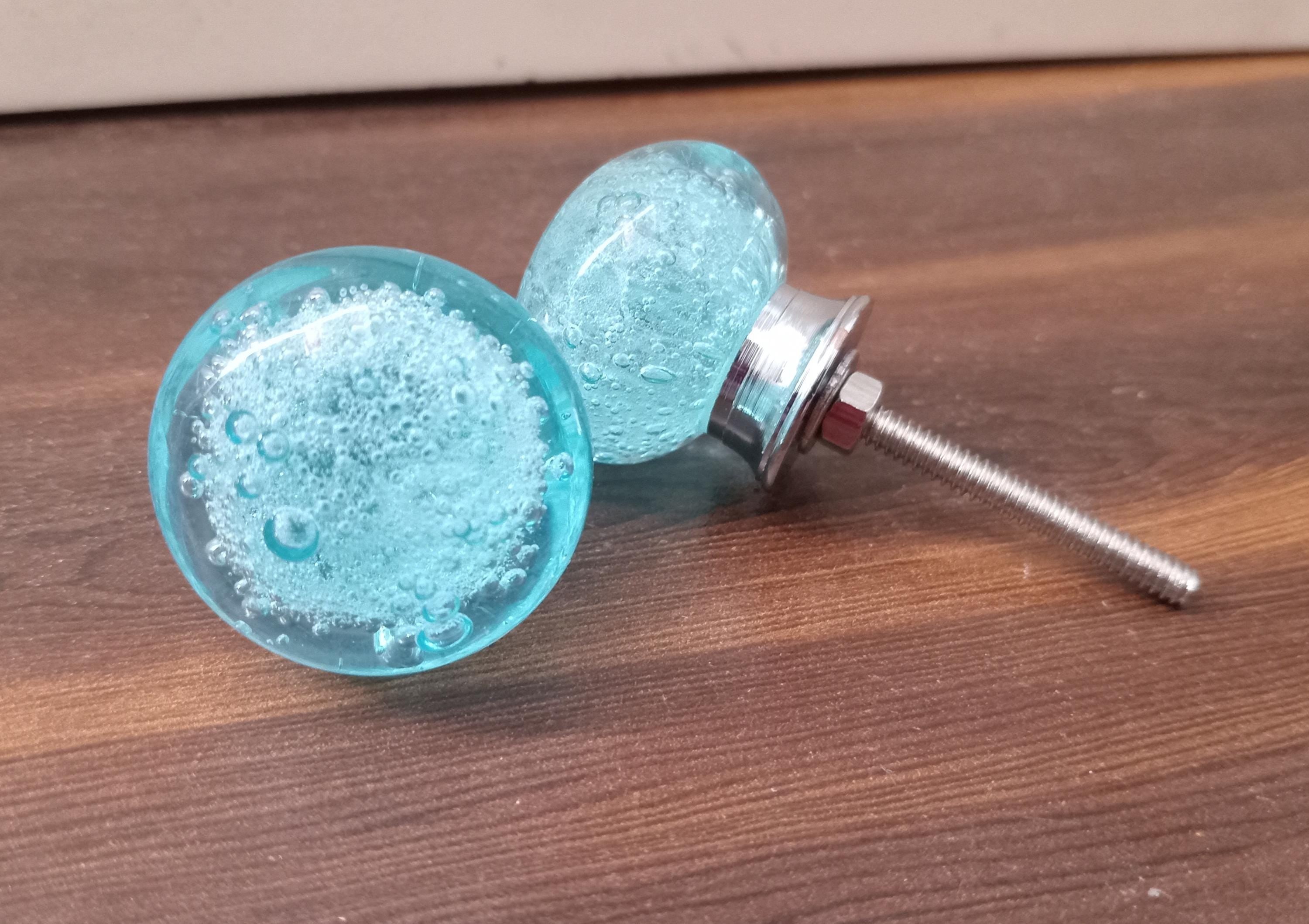 Light Blue Glass Knobs – Cabinet Drawer Pulls for Dresser and Kitchen