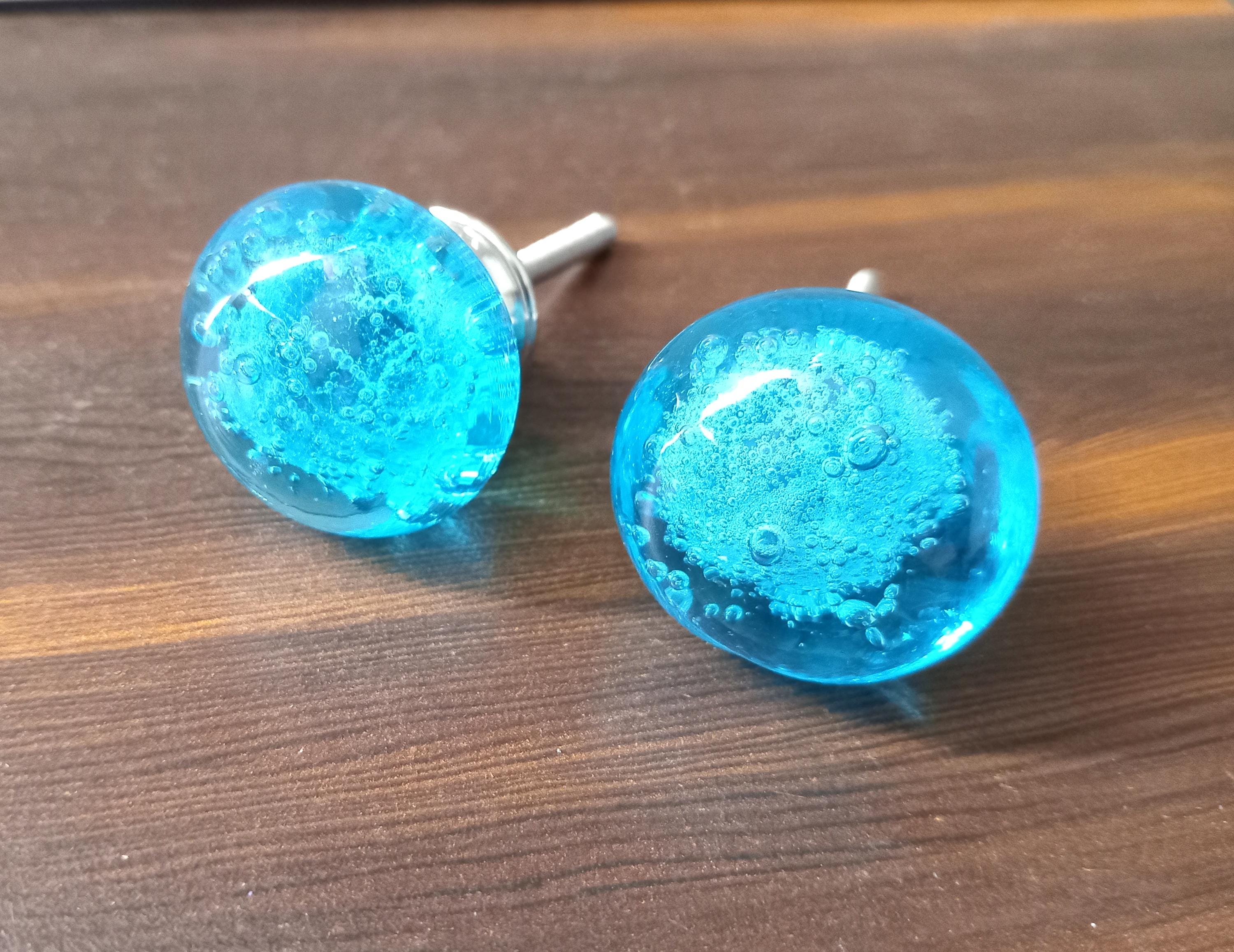 Dark Blue Glass Knobs – Cabinet Drawer Pulls for Dresser and Kitchen