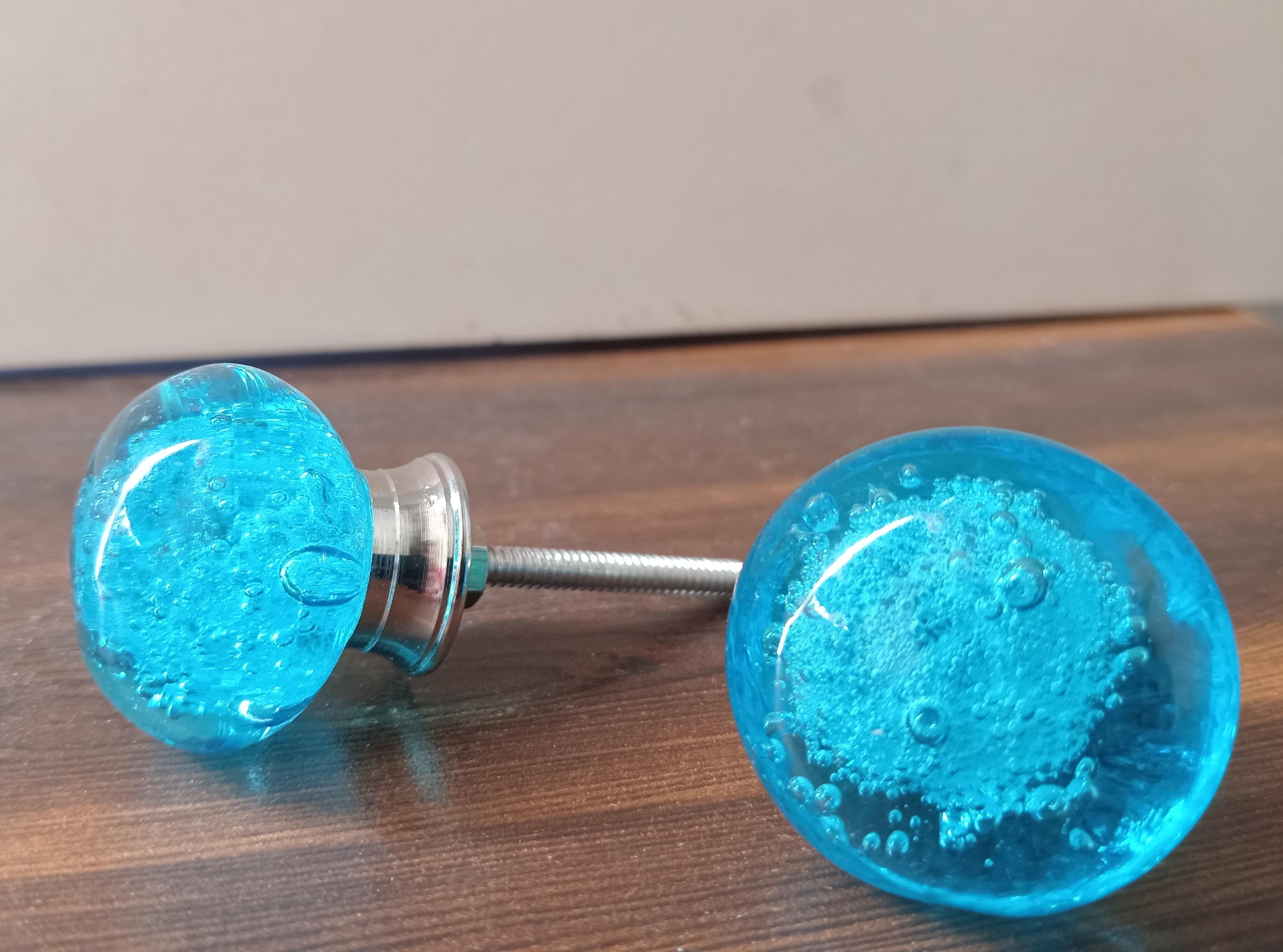 Dark Blue Glass Knobs – Cabinet Drawer Pulls for Dresser and Kitchen