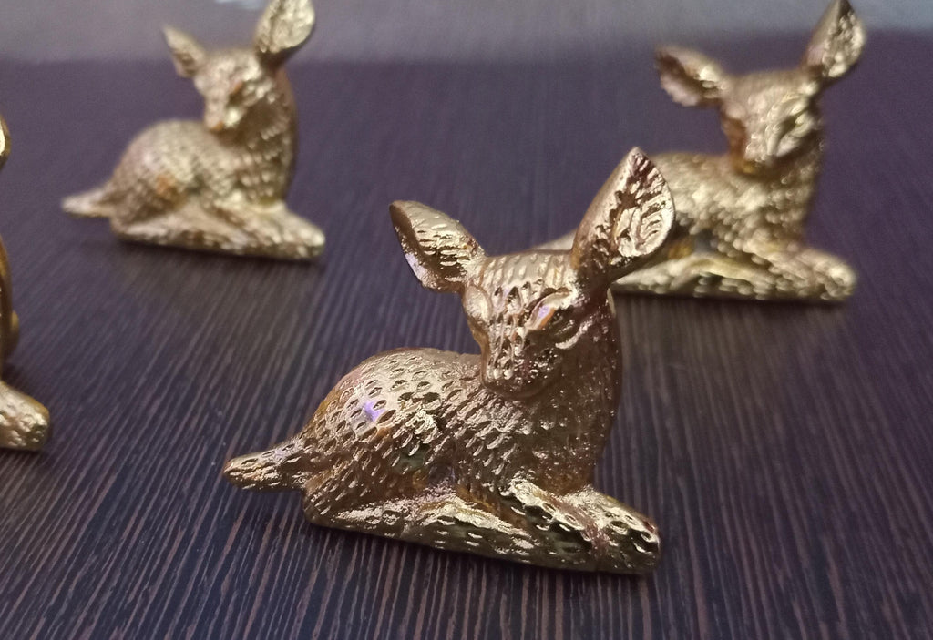 Fawn Brass Cabinet Knob, Animal Drawer Pull