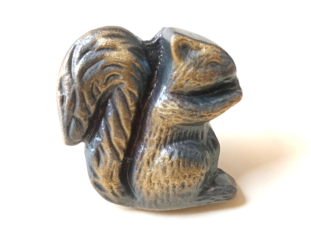 Squirrel Cabinet Knob Antique Finish Woodland Animal Drawer Pull Rustic Hardware