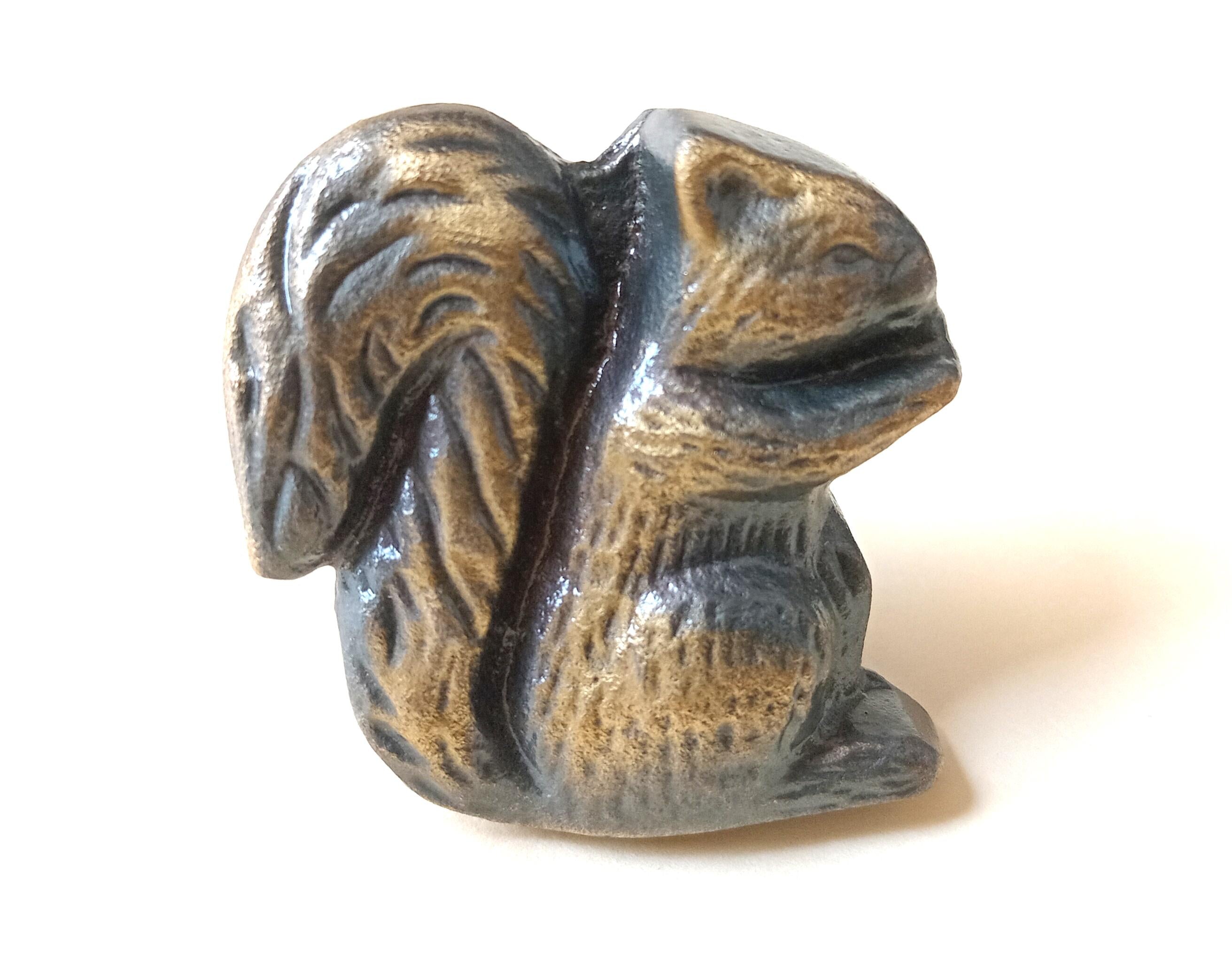 Squirrel Cabinet Knob Antique Finish Woodland Animal Drawer Pull Rustic Hardware