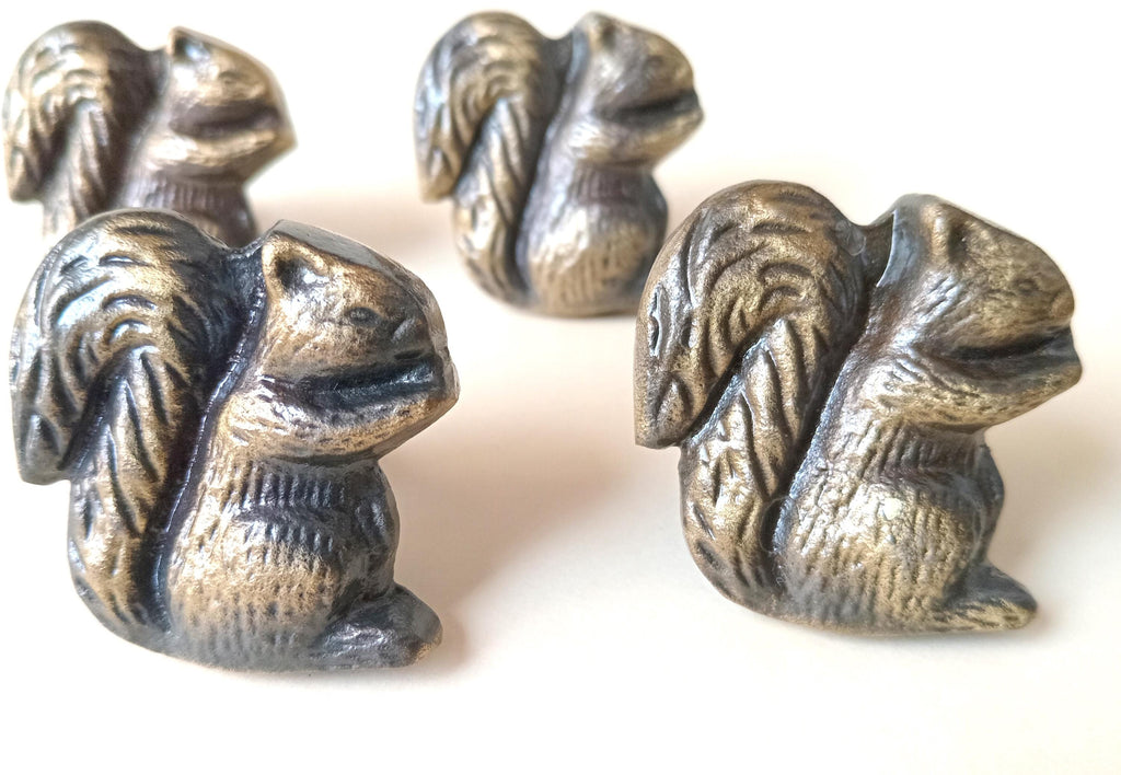 Squirrel Cabinet Knob Antique Finish Woodland Animal Drawer Pull Rustic Hardware