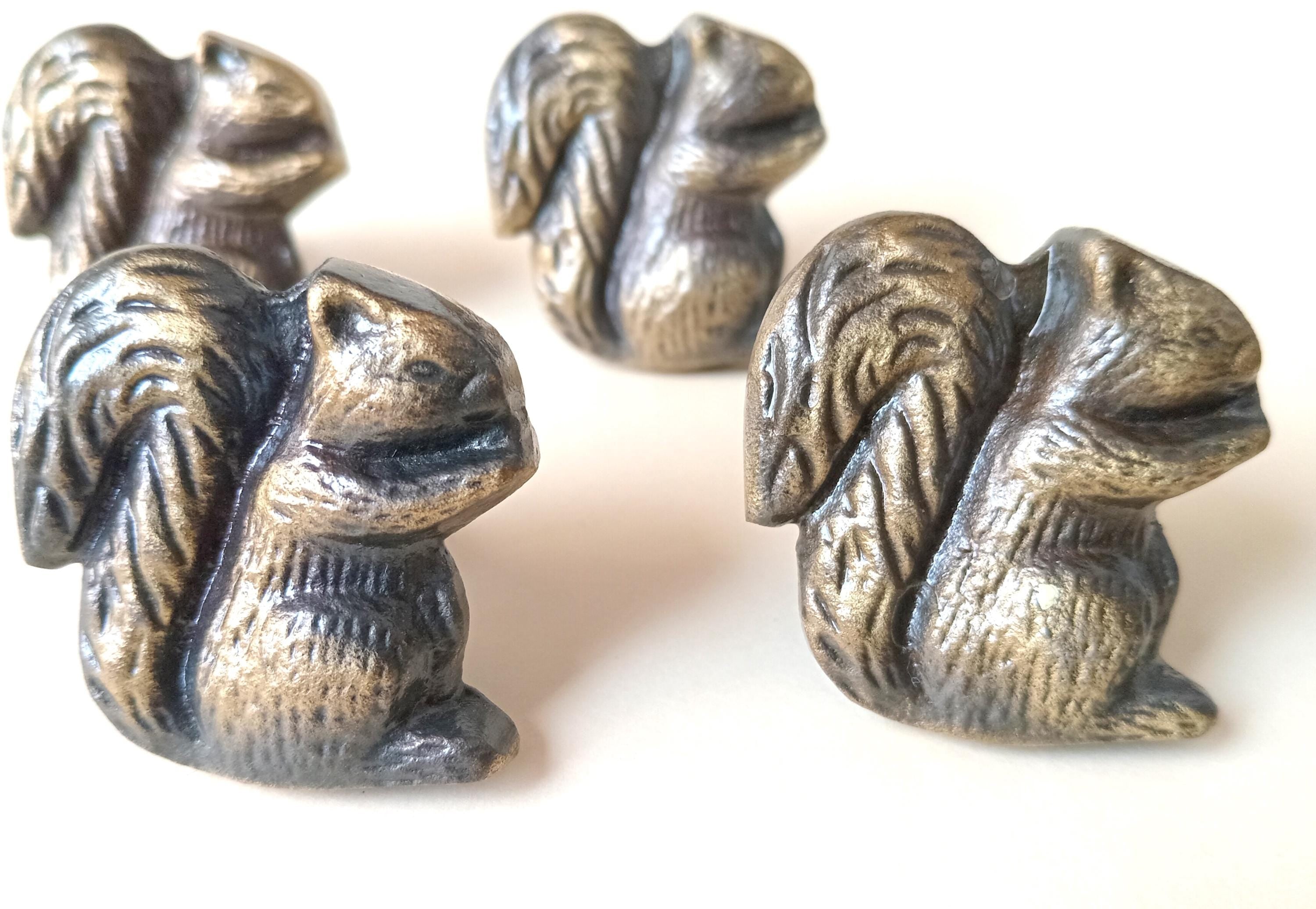 Squirrel Cabinet Knob Antique Finish Woodland Animal Drawer Pull Rustic Hardware