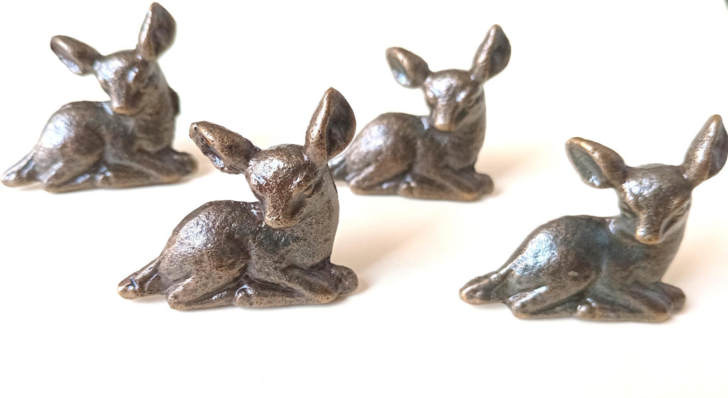 Fawn Deer Cabinet Knob Antique Finish Rustic Woodland Animal Drawer Pull Hardware