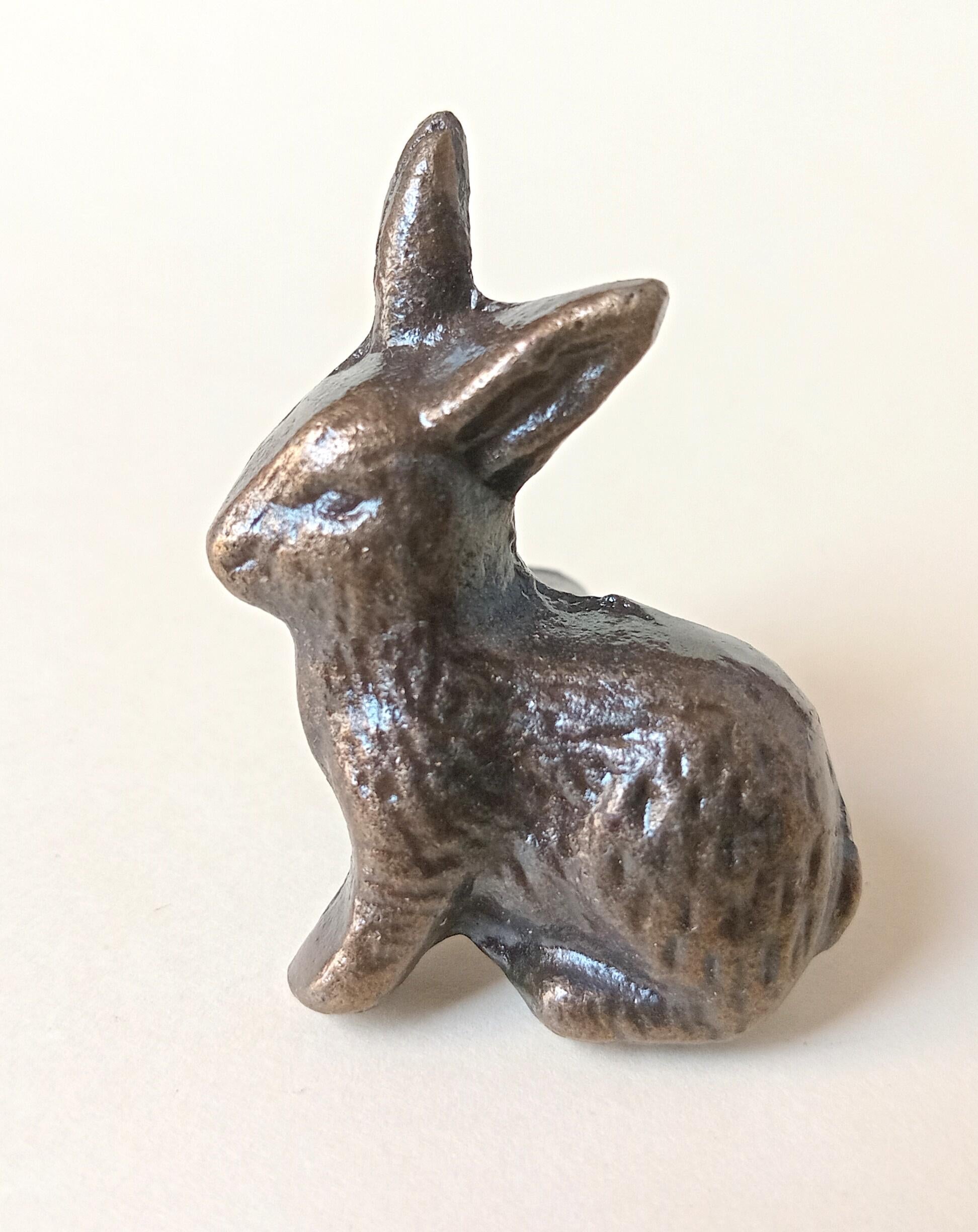 Rabbit Cabinet Knob Bunny Drawer Pull Animal Hardware Nursery Woodland Rustic Decor