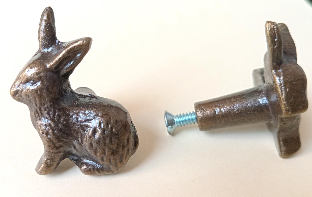 Rabbit Cabinet Knob Bunny Drawer Pull Animal Hardware Nursery Woodland Rustic Decor