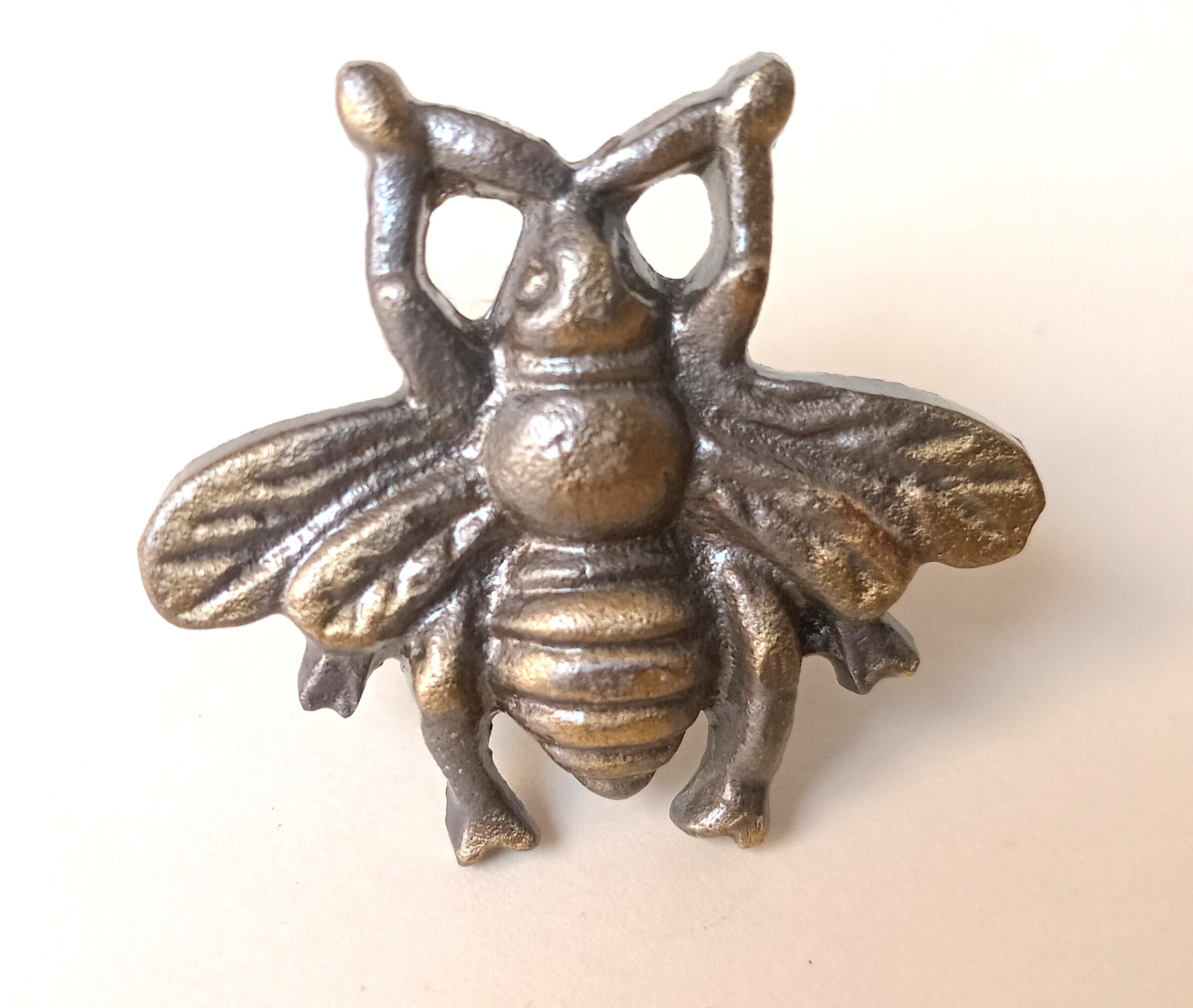 Honey Bee Cabinet Knob Antique Finish Insect Drawer Pull Nature Garden Hardware