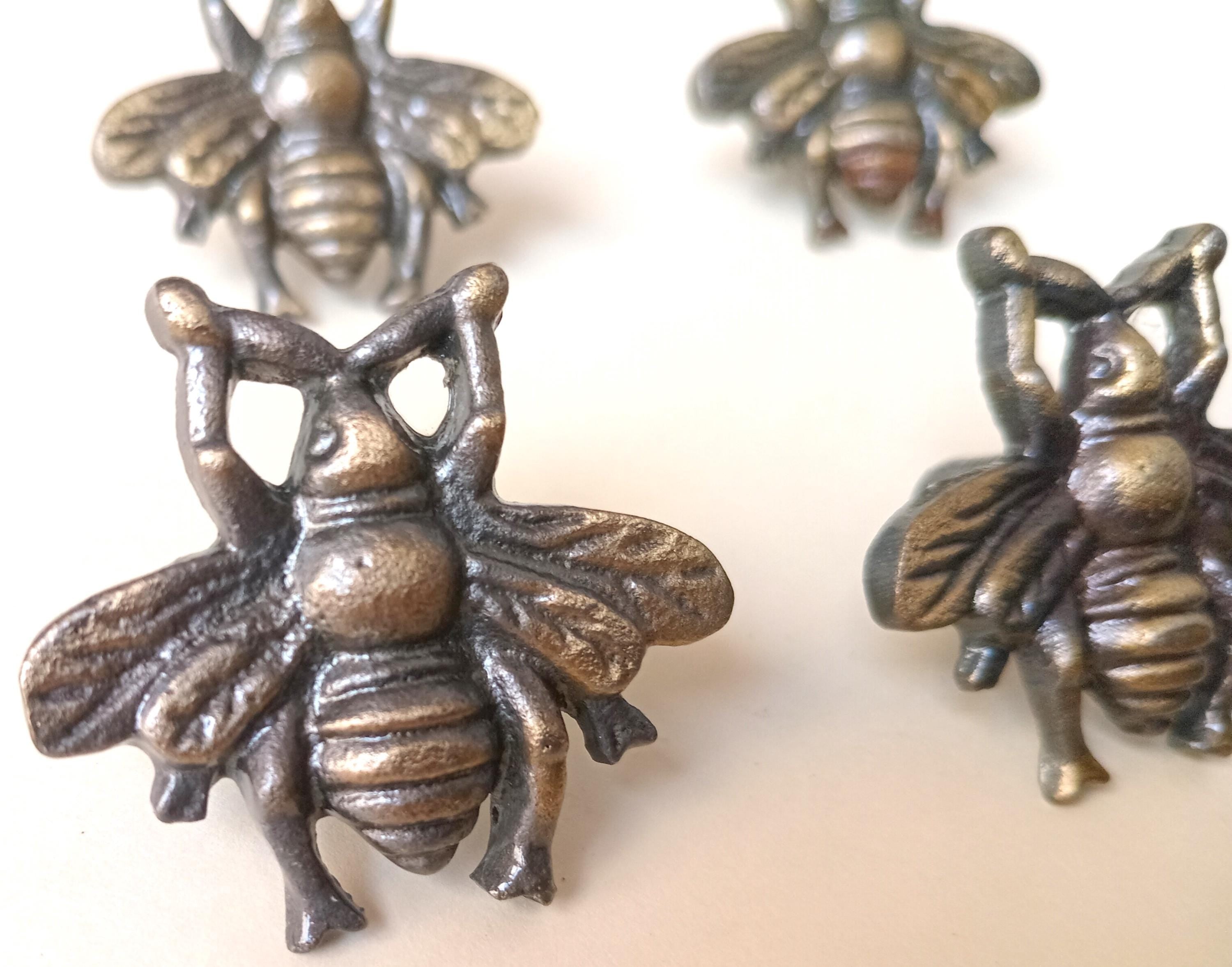 Honey Bee Cabinet Knob Antique Finish Insect Drawer Pull Nature Garden Hardware