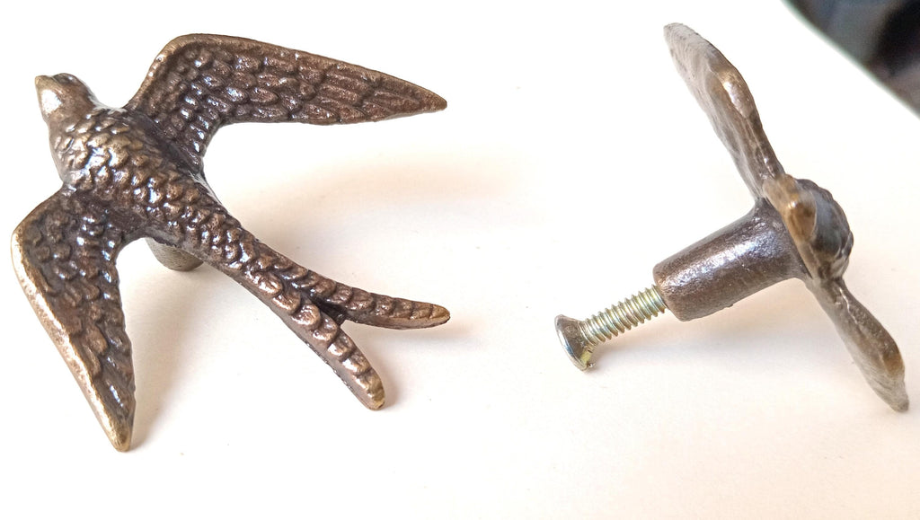 Black Kite Bird Cabinet Knob Antique Finish Bird Drawer Pull Nature Rustic Hardware