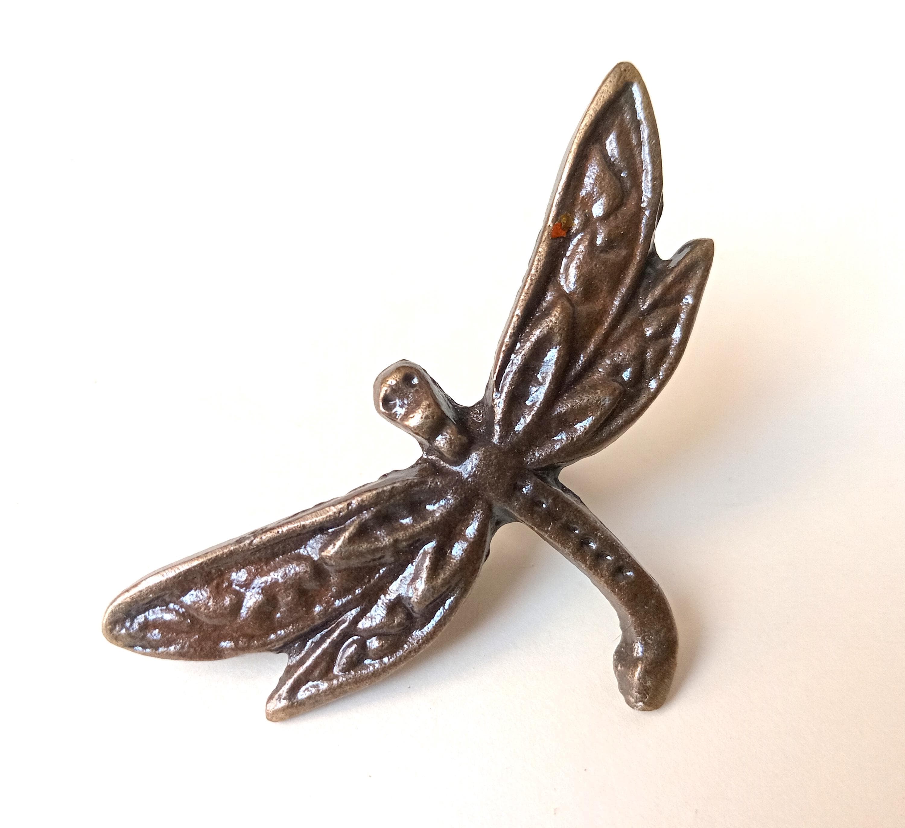 Dragonfly Cabinet Knob Antique Finish Insect Drawer Pull Nature Rustic Hardware