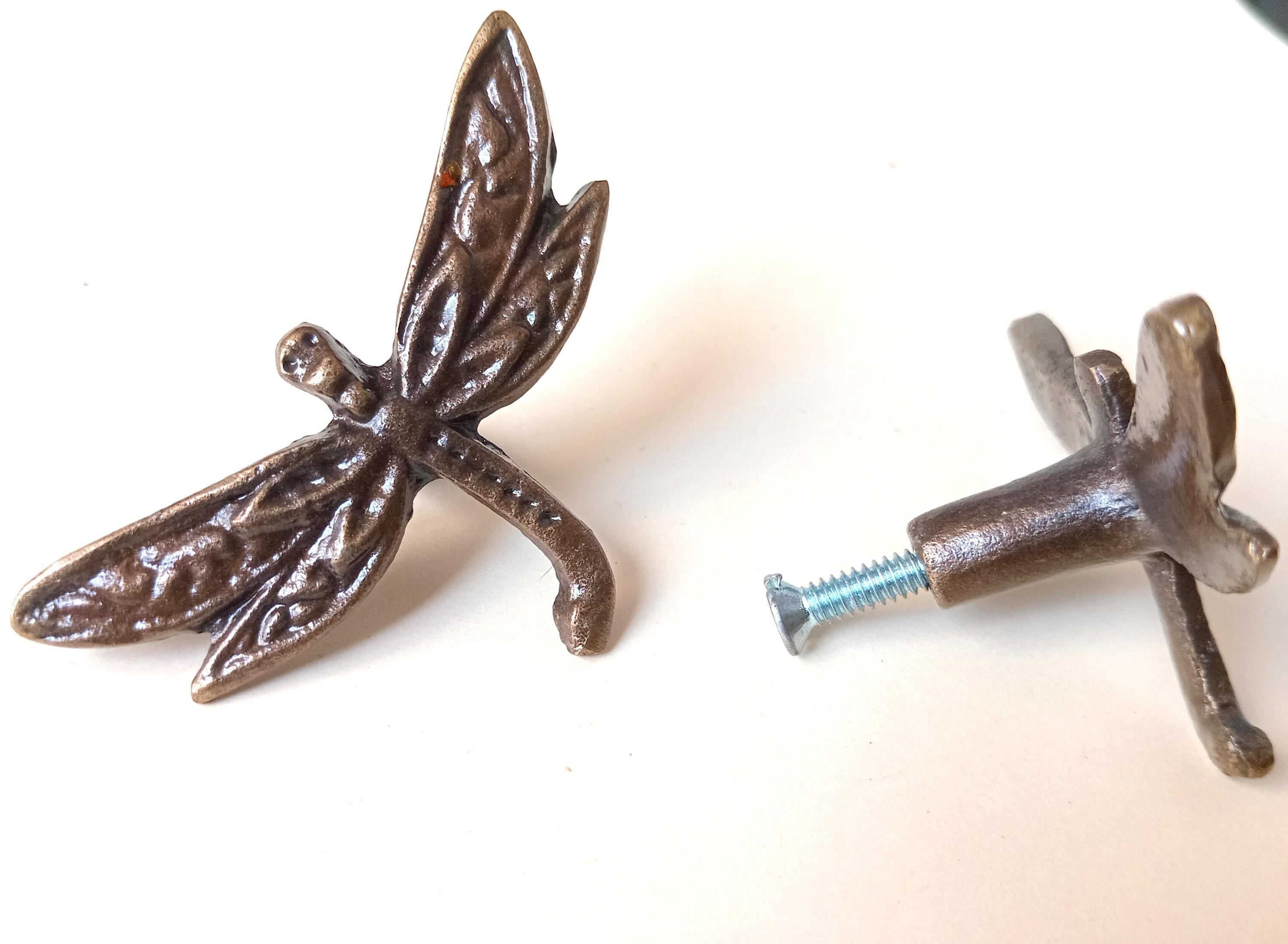 Dragonfly Cabinet Knob Antique Finish Insect Drawer Pull Nature Rustic Hardware