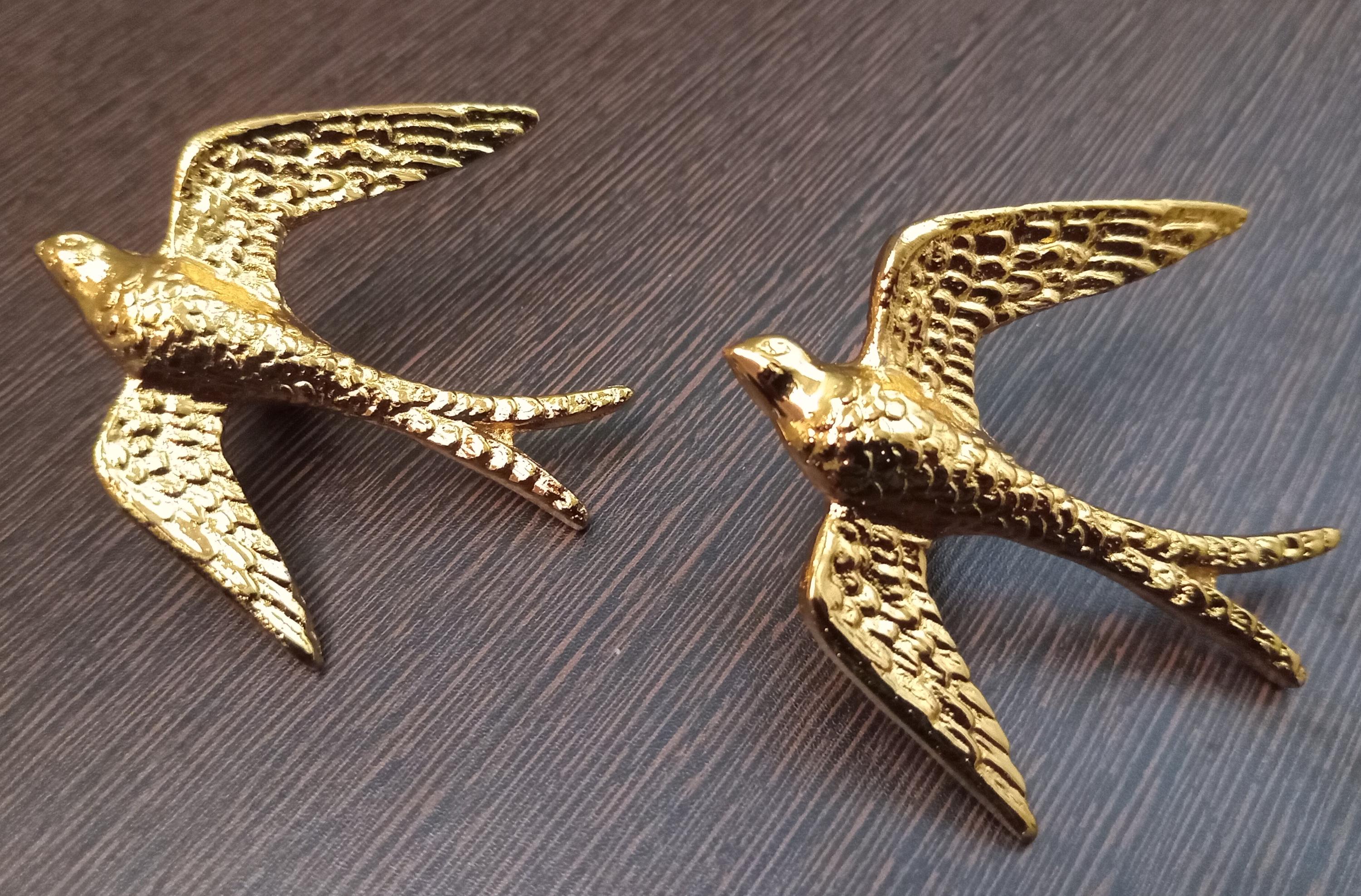 Black Kite Brass Cabinet Knob, Vintage Style Bird Drawer Pull, Animal Hardware Home Decor