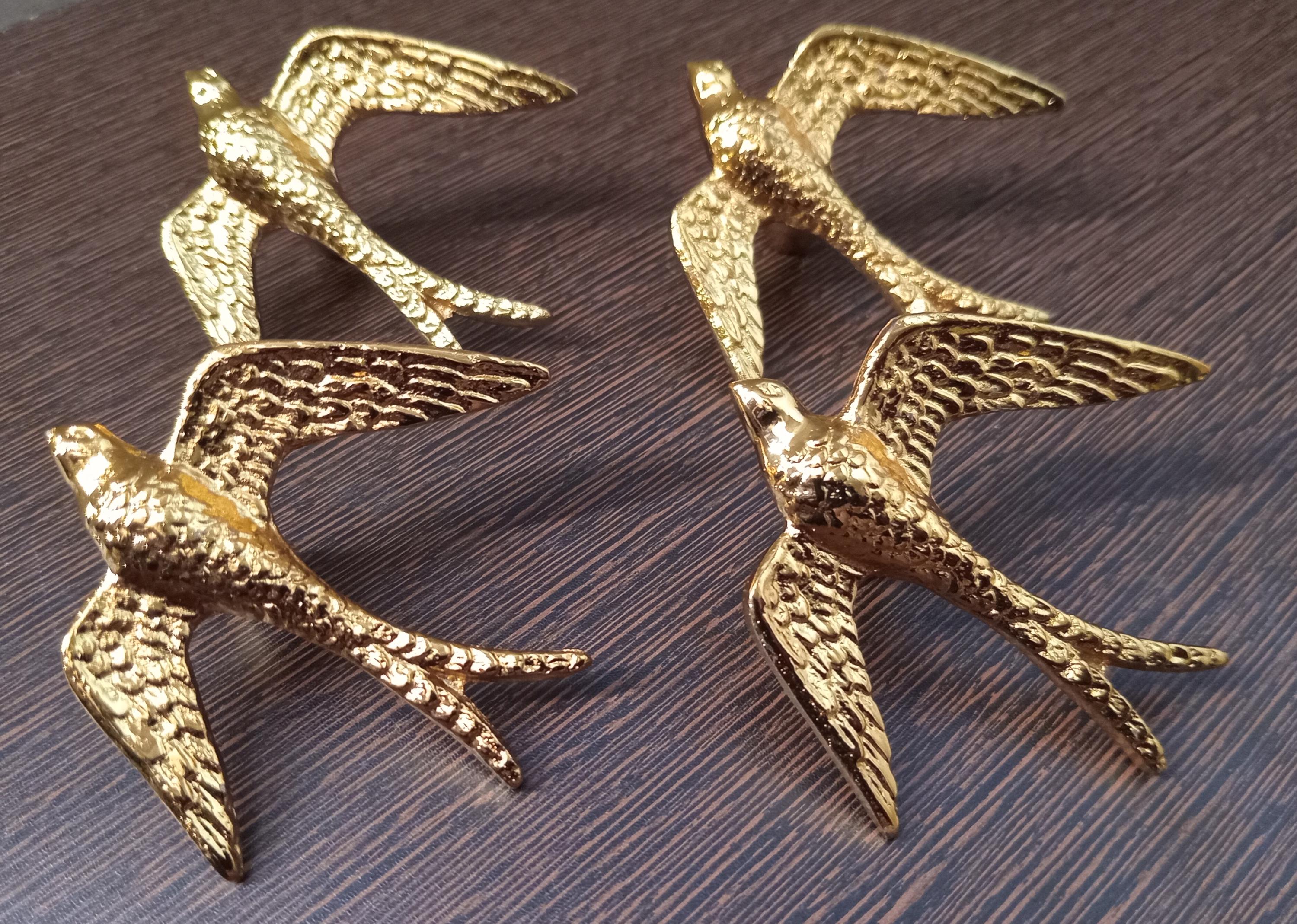 Black Kite Brass Cabinet Knob, Vintage Style Bird Drawer Pull, Animal Hardware Home Decor
