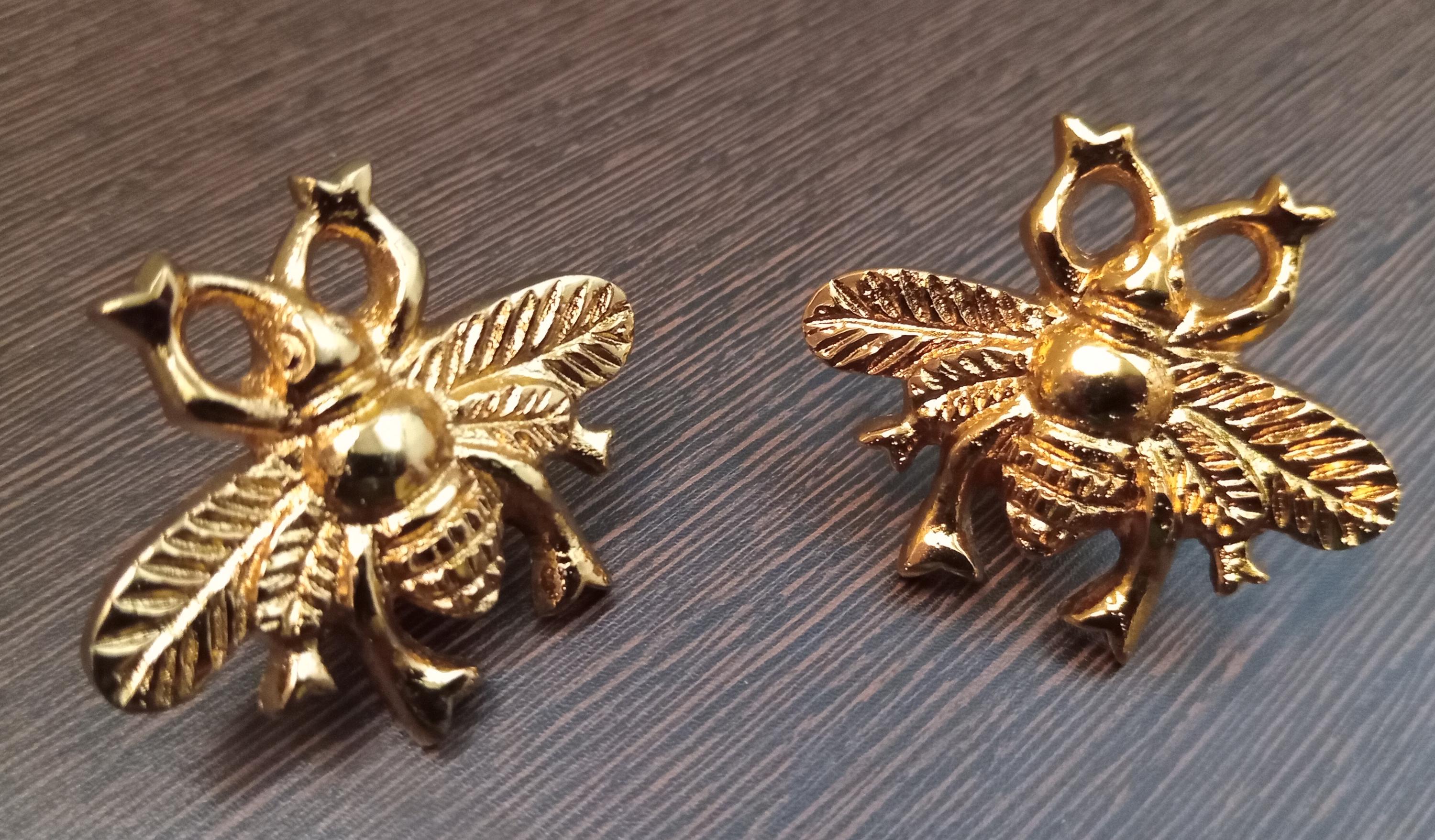 Golden brass Bee Cupboard Door Handles, Animal Drawer Pulls | Gold metal Cabinet Door Knobs
