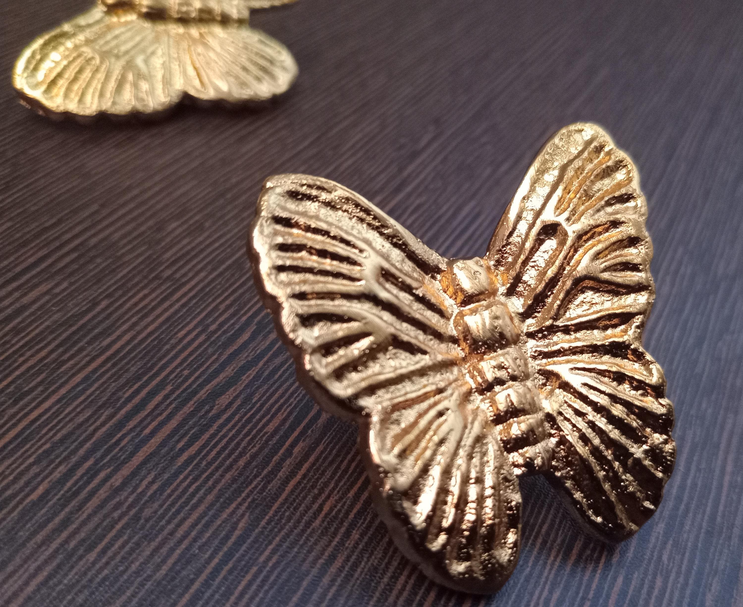 Brass Butterfly Cabinet Knob, Artistic Nature Drawer Pull, Unique Vintage Hardware