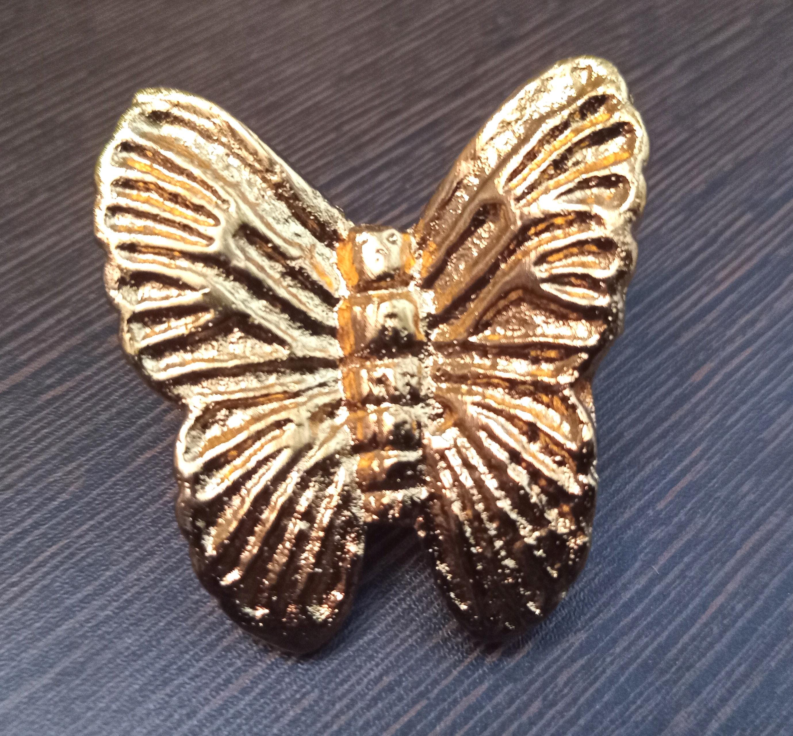 Brass Butterfly Cabinet Knob, Artistic Nature Drawer Pull, Unique Vintage Hardware