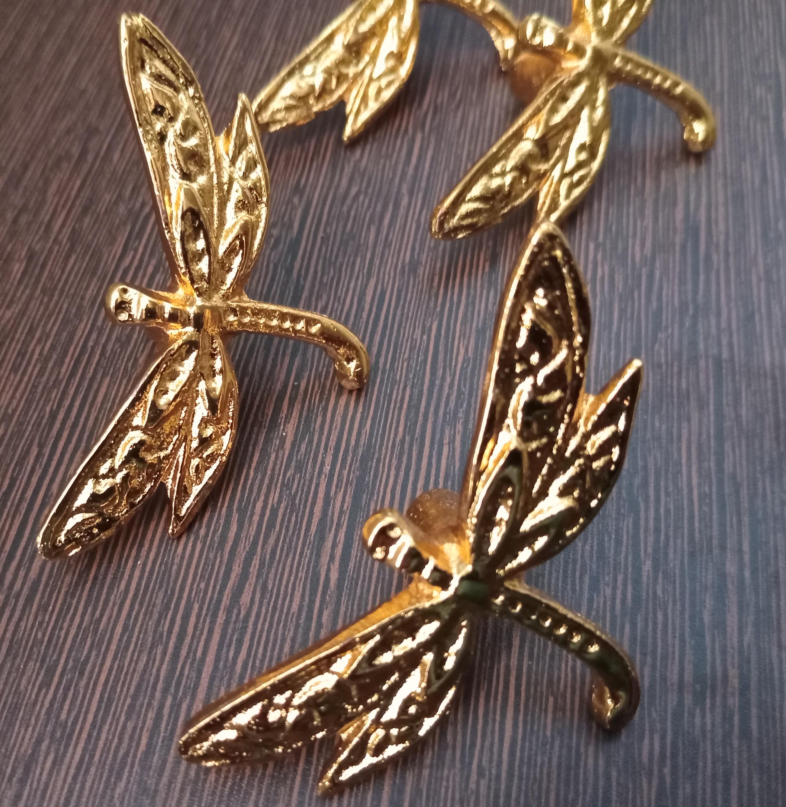 Dragonfly Brass Cabinet Knob Vintage Nature Drawer Pull Handmade Insect Hardware