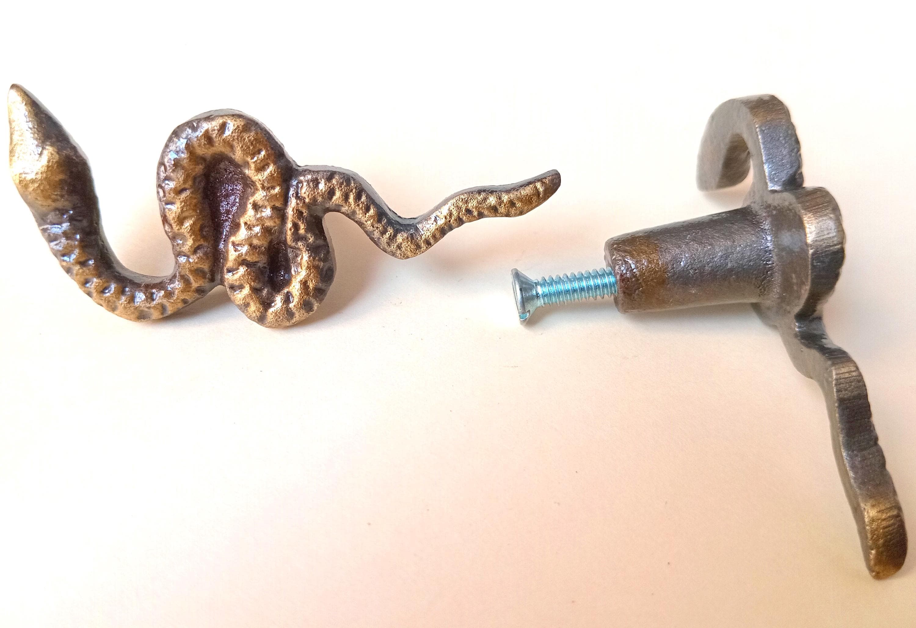 Snake Cast Iron Knob Antique Drawer Pull Rustic Cabinet Handle Vintage Decor